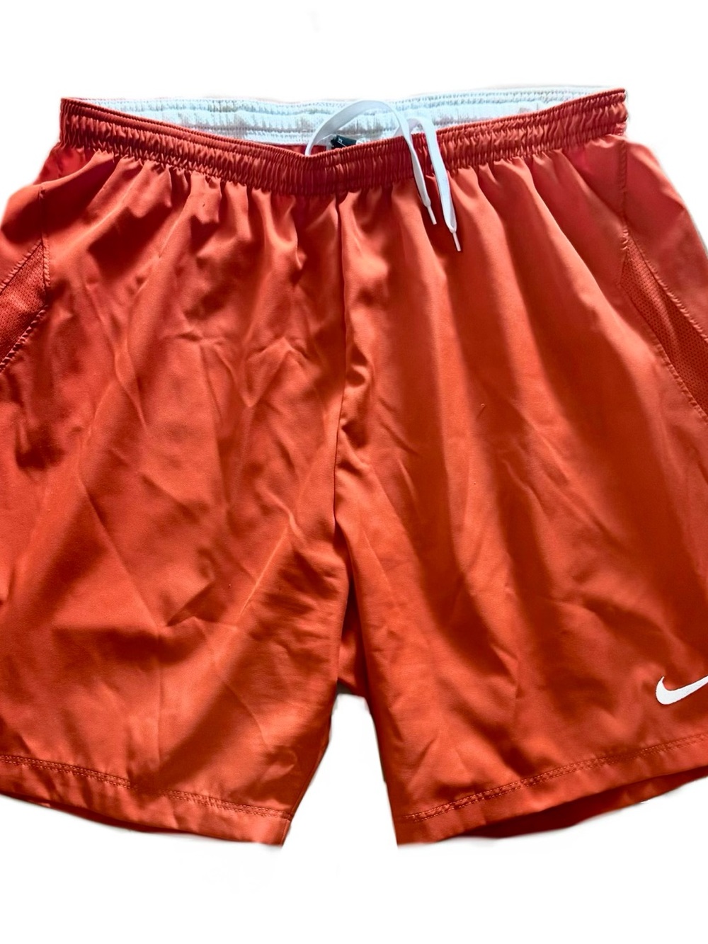 Nike Dri-Fit Men’s Orange Athletic Shorts with White Drawstring XL